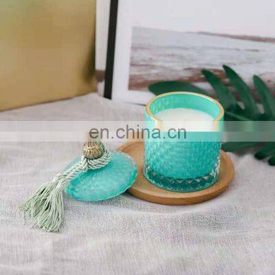 Wholesale Decorative Mongolian Yurt Shape Glass Jar Scented Candle Custom Aroma Soy Wax Crystal Candles photo-4