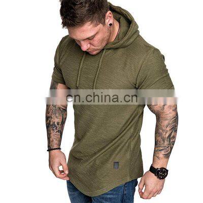Wholesale Custom Made Plus Size Men Sport Fitness Wear Tshirt Plain Pullover Short Sleeve Hoodies photo-5