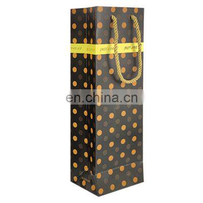 Luxury Wholesale Art Paper Custom Made Print Logo White Kraft Coloured Paper Wine Bottle Packaging Bag With Handle photo-3