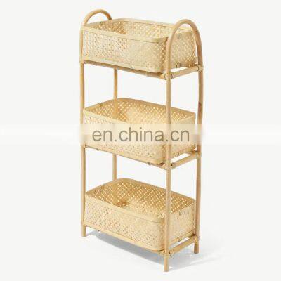 Natural 3 Tiers Bamboo Storage Fruit Basket Cheapest BEst Price Wholesale Handwoven Made in Vietnam