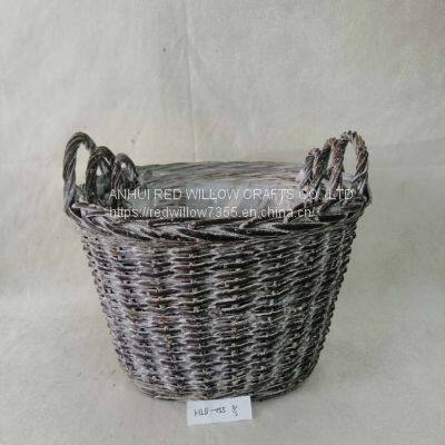 Customized Willow Storage Baskets with Handle Plastic Lining