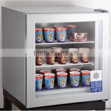 Below -18 Celsius degree glass door upright freezer for ice cream