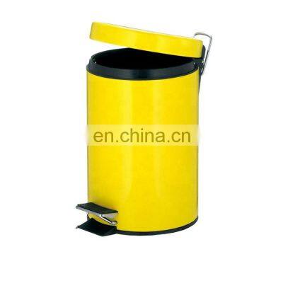 Home decor 6 liter silent close bright yellow color coated pedal bin