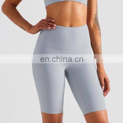 OEM Supplier Ribbed Biker Shorts Crotchless Women Cycling Short Pants Workout Exercise Gym Wear Yoga Clothing photo-2