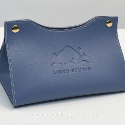 Wholesale Modern Classic Luxury Leather Napkin Holder Tissue Box Custom Home Hotel Square Rectangular Tissue Storage Box Cover