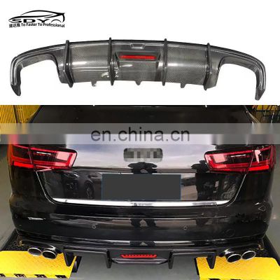 A6 Not Sline C7.5 KB Style Carbon Fiber Rear diffuser With Light Rear Bumper Lip For Audi A6 C7.5 2016-2018