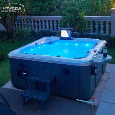 Jy8015 Outdoor 7 Person Acrylic Whirlpools Spa Hot Tube Outdoor With Base Bottom And Stair