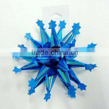 Fishionable 21 Loops Blue PET Laba Fancy Flower Bow for Wrapping Gifts and decorative gifts