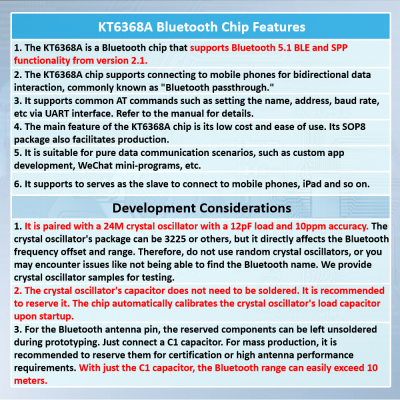 KT6368A Bluetooth Chip Bluetooth IC Module Serial Port Data Communication Dual-mode 5.1BLE/2.1 SPP Data Transmission SOP8 UART AT Command Passthrough photo-2