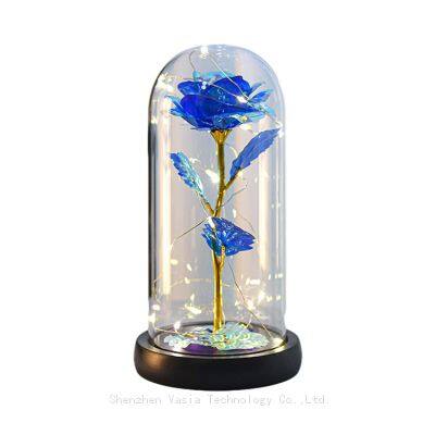 24K Gold Foil Rose in Glass Dome mit farbigen LED-Lampen für Frauen, Mütter, Valentinstag- und Muttertagsgeschenke in Gro?anschl?gen
