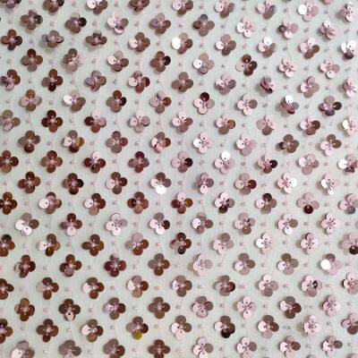 XW026 Sequined Beaded Mesh Lace Fabric Party Dress Wedding Gown Home Decoration