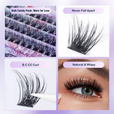 Glue-free Synthetic Home Self-adhesive Eyelashes Handmade DIY Press Adhesive Cluster Lashes Glossy Fine Band Eyelash photo-5