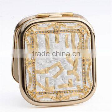 popular desigh two-sided folded metal square compact mirror 1617