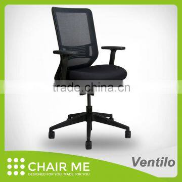 Ventilo office chair, black mesh chair,, black bracket, adjustable seat, armrest, lumbar, nylon base