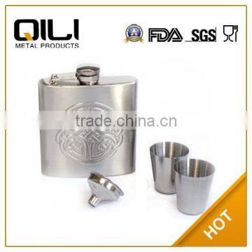 Hot sale stainless steel hip flask with Telescopic cup