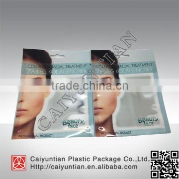 Three side seal facial SPA mask packaging bag with hang hole