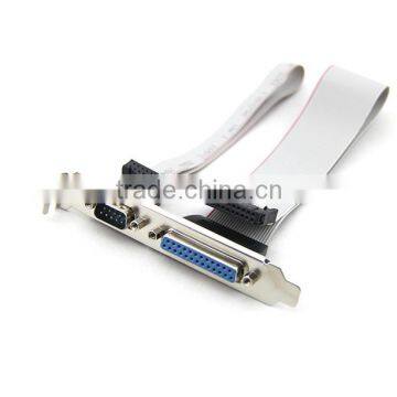 DB25 25Pin Parallel Port Printer LPT + RS-232 RS232 COM DB9 9Pin Serial Port Cable Cord Wire Bracket