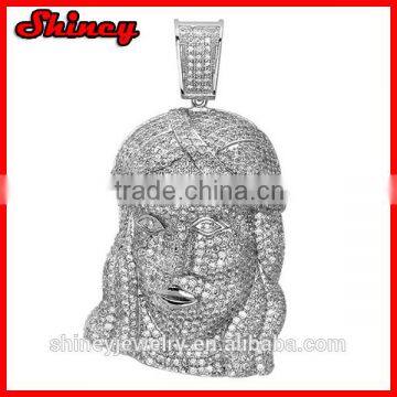 925 sterling silver micro paving AAA cubic zirconia luxury hip hop rhodium plating bing jesus pendant