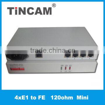 4E1 to 10/100M interface converters 120 ohm E1 to ethernet protocol converter