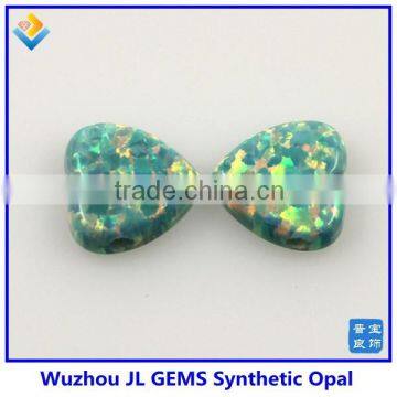 Synthetic Moon Yellow Light Green Machine Cut Heart Shape Opal Cabochon Make in China photo-2