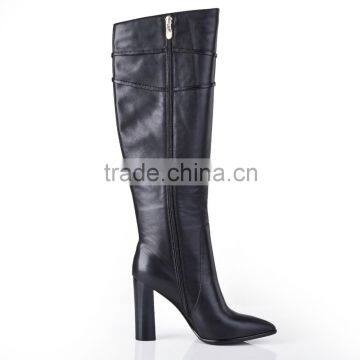 Chunky High Heel Women Boots Oem Leather Dress Boots Lambskin Leather High Women Boots photo-3