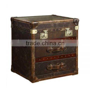 French Leather Storage Box, Vintage Industrial Style Leather Storage Drawer, Latest design Ottoman