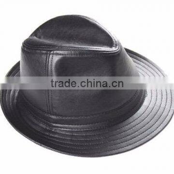 NEW 2015 Men's 100% Genuine Leather Black Top Hat / Gentleman Hat / Topper