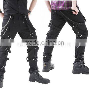 GOTHIC PUNK MENS BLACK COTTON CYBER TROUSERS STEAMPUNK