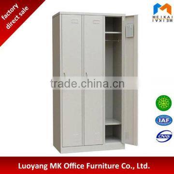 Cheap bedroom use 3 door steel wardrobe locker