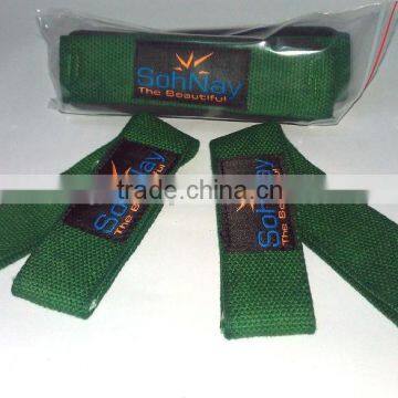 Green Weight Lifting Straps made by Heavy-Duty Cotton With & Without Padding