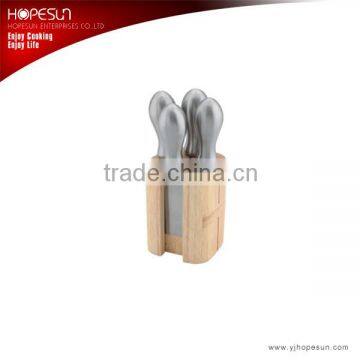 High quality cheese knife set with wooden block