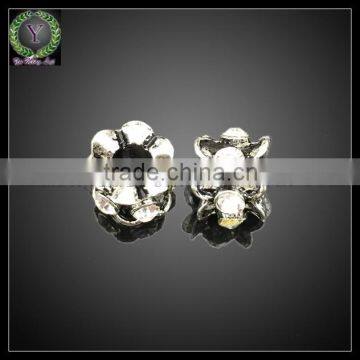 Wholesale Big Hole Clear Rhinestone Rondelle Spacer Beads, Big Hole Beads