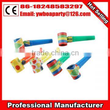 cheap party blowouts paper blow horn plastic blow horns paper whistle