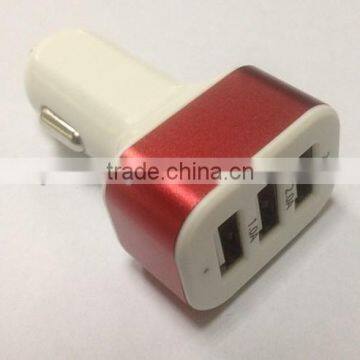 Aluminum Panel 3 port usb car charger 5V 3.1A