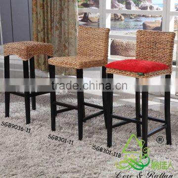 Hotsale China manufacturer Vintage rattan bamboo wooden high chair bar stool