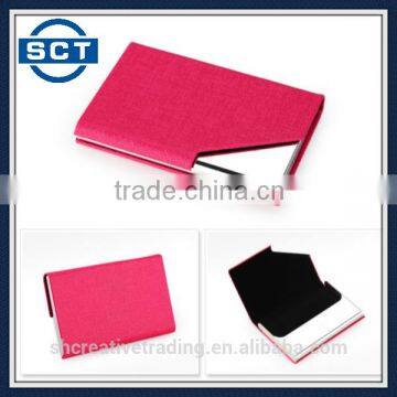 Logo Laser Printed Business Card Cases Rose Red Colour for Business Women