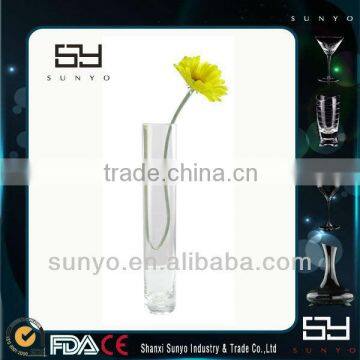 Hot Selling Handmade Crystal Tall Straight Glass Vase