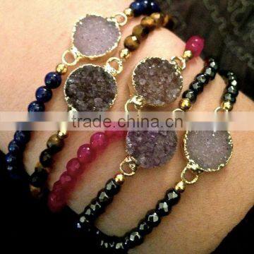Druzy Stone Beads Stretch Bracelet