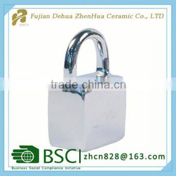 Lock Shape Decoration Electroplating Ceramic Piggy Bank photo-2