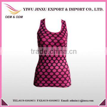 China Factory Wholesale OEM Wave Point Printed Custom Gym Women Sports Singlets High Quality Sports Vests