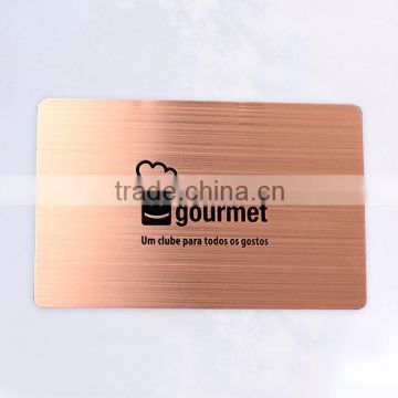 Beautiful rose gold brushed metal business cards with engraved black color                        
                                                                                Supplier's Choice