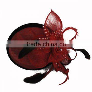 2012 newly design dark red feather fibre headwear/headband