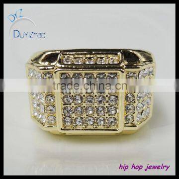 Hip hop gold ring for men with cz