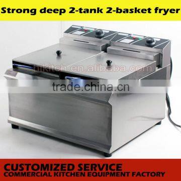 Electric 2-tank Fryer 2-basket Restaurant Deep Fat Steak Fryer Guangzhou Factory photo-2