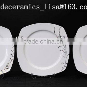 new design silver line square shape gorgeous Fine bone china square plates