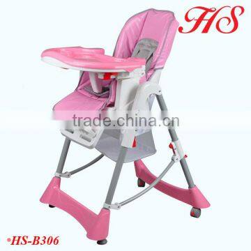 EN14988 approved space saving easy folding plastic high chair for baby kids feeding