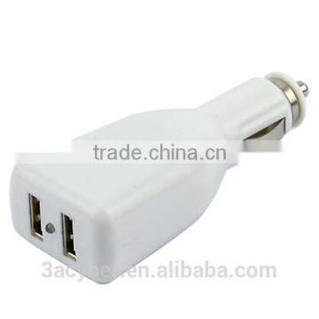 New Dual USB 2-Port White Car Charger Adaptor For iPhone 5/4G iPod Touch