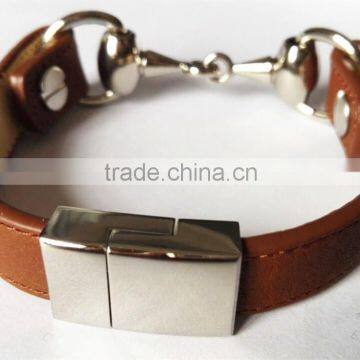 Minimalist Simple Brown Leather Bracelet for Men Women Genuine horse bitbit Leather Bangle