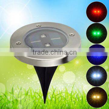 2 LED Round Solar Power Light Waterproof Outdoor Garden Path Landscape Yard Lamp