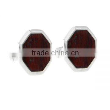 Hot selling custom wooden cufflinks rosewood stainless steel cufflink